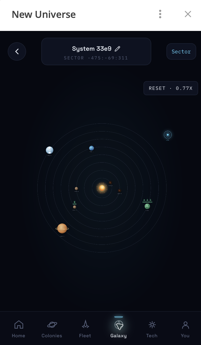 New Universe galaxy system map